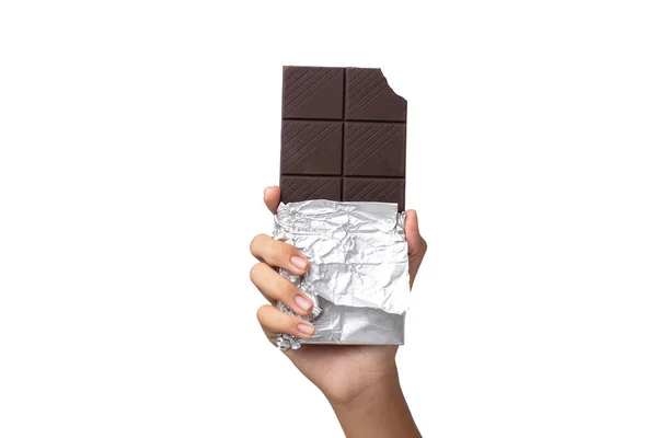Крупным Планом Держать Шоколад Изолированы Белом Фоне — стоковое фото