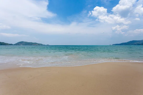 stock image nature landscape view of beautiful tropical beach , sand on beach and blue summer sky, Beach sea in thailand