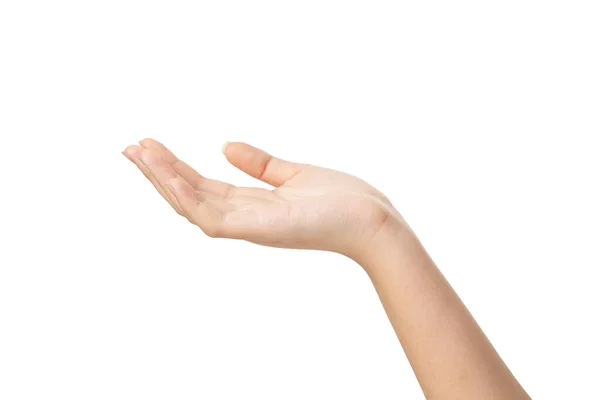 Nahaufnahme Einer Leeren Frauenhand Isoliert Auf Weißem Hintergrund Mit Clipping — Stockfoto