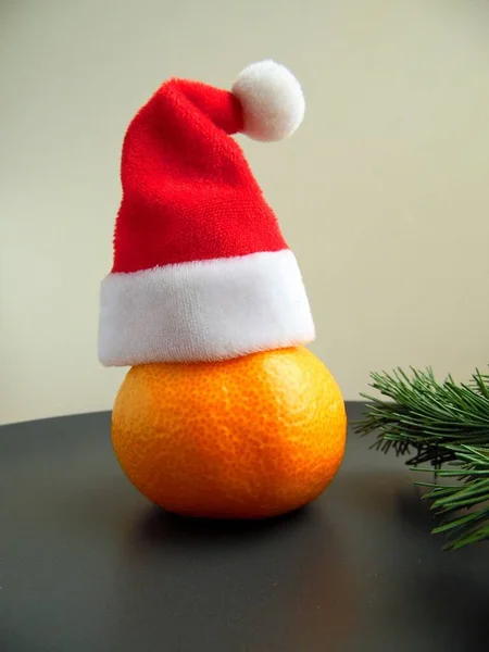 Cappello Mandarino Babbo Natale Tema Natalizio — Foto Stock