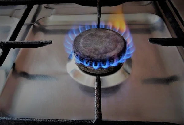 Καύση Αερίου Ένα Κοντινό Φούρνο Αερίου — Φωτογραφία Αρχείου
