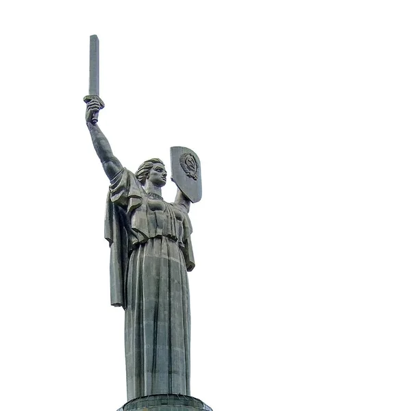 基辅祖国纪念碑 白色孤立的背景 — 图库照片