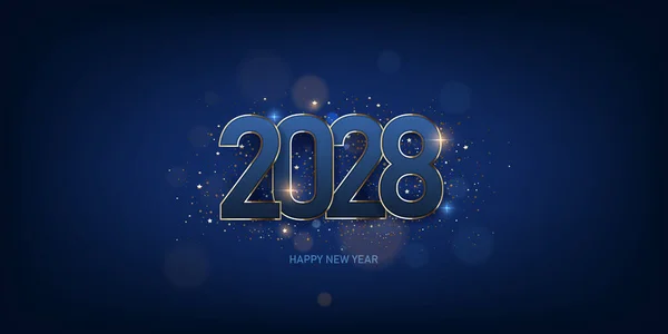 Happy New Year 2028 Background Holiday Greeting Card Design Vector — Stock Vector