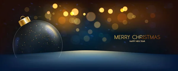 Christmas Background Transparent Christmas Ball Confetti Snow Bokeh Defocused Lights — Stock Vector