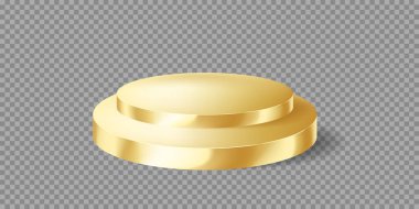 3D çifte yuvarlak altın podyum, şeffaf arkaplanda izole..