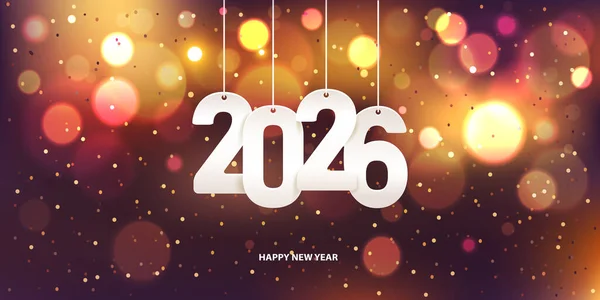 Καλή Χρονιά 2026 Κρεμαστό Λευκό Χαρτί Αριθμό Κομφετί Ένα Πολύχρωμο — Διανυσματικό Αρχείο