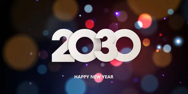 Καλή Χρονιά 2030 Σχεδιασμός Ευχετήριων Καρτών Διακοπών Λευκοί Αριθμοί Χαρτιού — Διανυσματικό Αρχείο