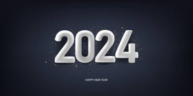 2024 yılınız kutlu olsun. Tatil tebrik kartı tasarımı. Vektör illüstrasyonu.