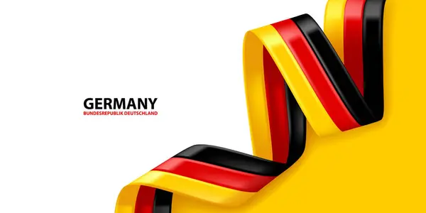 德国丝带旗挥动着德国国旗上的彩带 国旗背景设计 — 图库矢量图片