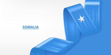 Somalia 3D ribbon flag. Bent waving 3D flag in colors of the Somalia national flag. National flag background design. clipart