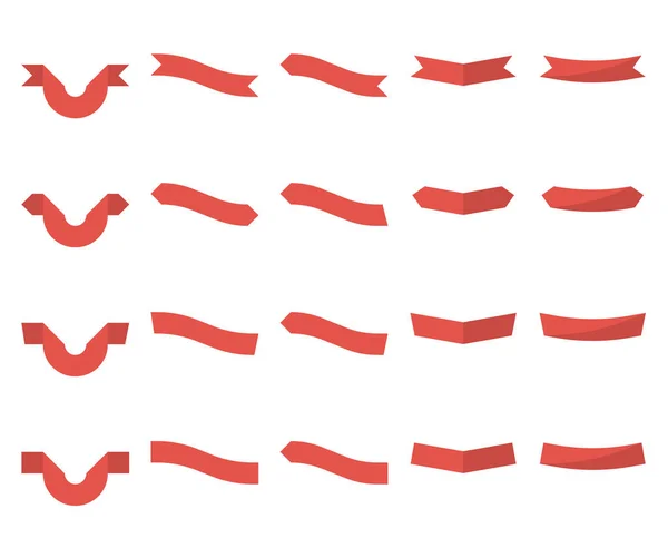 Прапор Червоної Стрічки Елементи Дизайну Декору — стоковий вектор