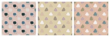 Düz ve pürüzsüz desen, el çizimi geometrik şekiller, soyut desen basit şekil, modern sanat, vektör illüstrasyonu..