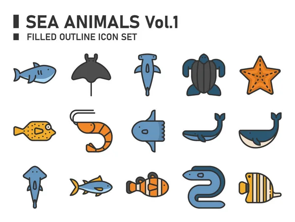 Stock vector Sea animals icon set. Oceans icon.