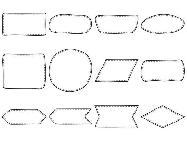 ラインラベル幾何学的形状 ラベル手描き メッセージのフレーム ラベルシンプルな形状 — ストックベクタ
