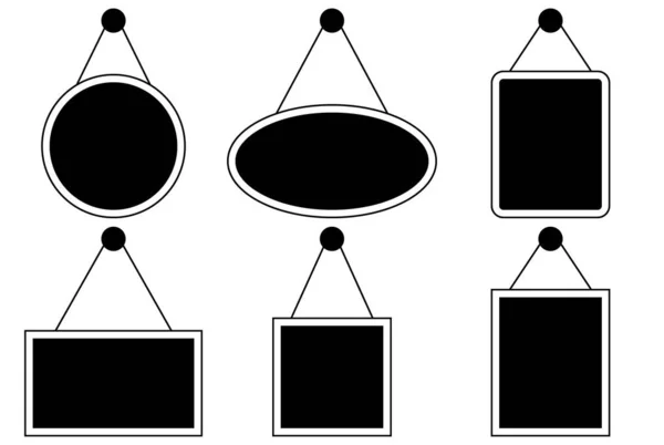 Чорний Вивіска Векторний Набір Вивіска Простий Мультиплікаційний Стиль — стоковий вектор