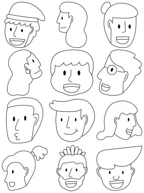 Avatar vektör seti, Avatar basit çizgi film tarzı. Basit çizgi film tarzıyla yüzleş.