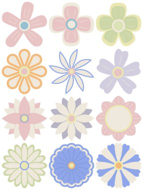 Çiçek vektör kümesi, Çiçek basit çizgi film biçimi.