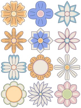 Çiçek vektör kümesi, Çiçek basit çizgi film biçimi.