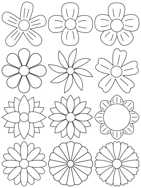 Blume Vektor Set Blume Einfachen Cartoon Stil — Stockvektor