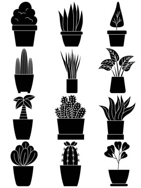 Ev bitkisi vektör kümesi, basit karikatür biçimi.