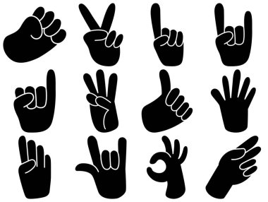 El vektör kümesi, El basit çizgi film biçimi, El simgesi kümesi.