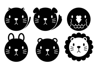 Hayvanlar çizgi film vektör seti, Hayvanlar çizgi film stili. Hayvanlar basit çizgi film tarzı.