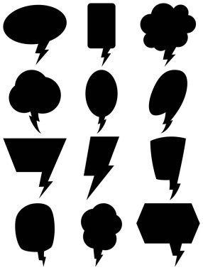 Konuşma balonu basit tasarımı. Konuşma balonu dekoratif elementleri. Konuşma kabarcığı dekoratif elementleri.