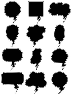 Konuşma balonu basit tasarımı. Konuşma balonu dekoratif elementleri. Konuşma kabarcığı dekoratif elementleri.