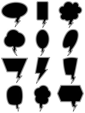 Konuşma balonu basit tasarımı. Konuşma balonu dekoratif elementleri. Konuşma kabarcığı dekoratif elementleri.