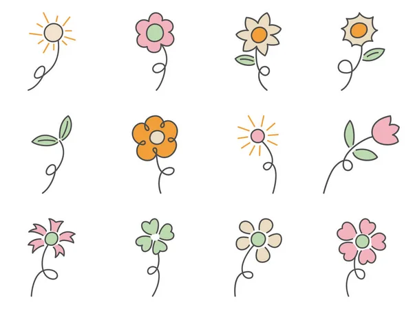 Άνθος Διάνυσμα Που Λουλούδι Απλό Στυλ Κινουμένων Σχεδίων — Διανυσματικό Αρχείο
