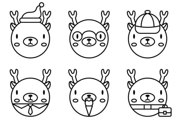 Deer Cartoon Vektor Set Deer Cartoon Stil Einfacher Cartoon Stil — Stockvektor