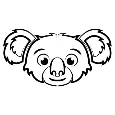 Siyah beyaz çizgili koala kafası sanatı. Sembol, maskot, simge, avatar, dövme, tişört tasarımı, logo veya herhangi bir tasarım için iyi bir kullanım.