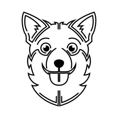 Siyah beyaz çizgili köpek kafası sanatı. Sembol, maskot, simge, avatar, dövme, tişört tasarımı, logo veya herhangi bir tasarım için iyi bir kullanım