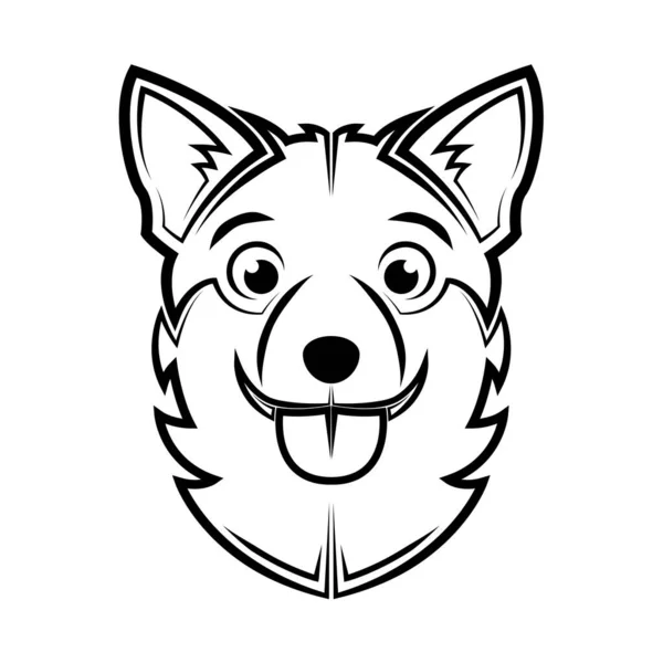 Black White Line Art Dog Head Good Use Symbol Mascot — Stock Vector