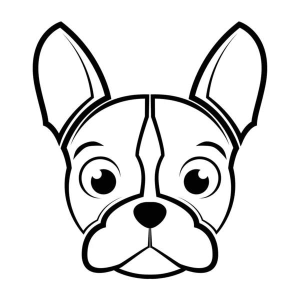 Fekete Fehér Vonal Művészet Francia Bulldog Fej Használata Szimbólum Kabala — Stock Vector