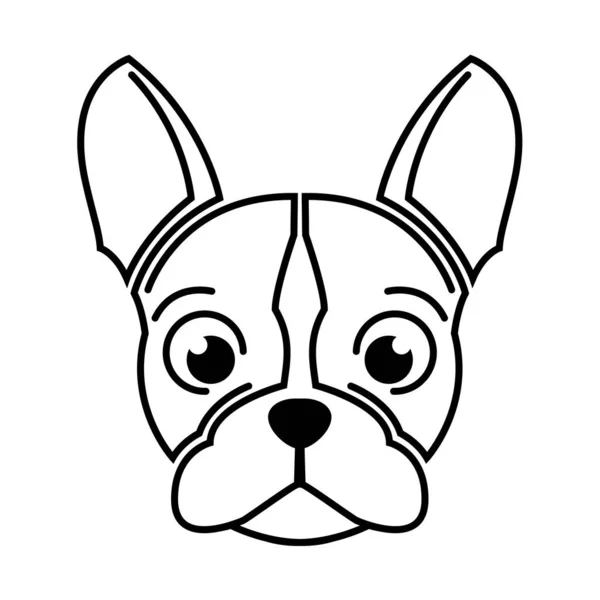 Black White Line Art French Bulldog Head Good Use Symbol — Stock Vector