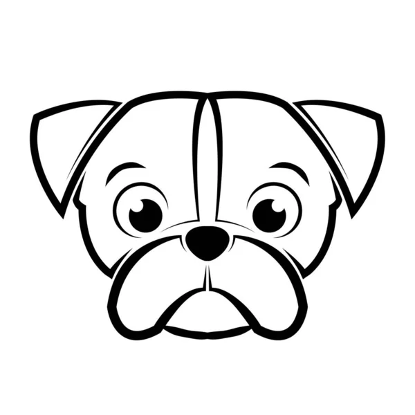 Siyah Beyaz Çizgili Köpek Kafası Sanatı Sembol Maskot Simge Avatar — Stok Vektör