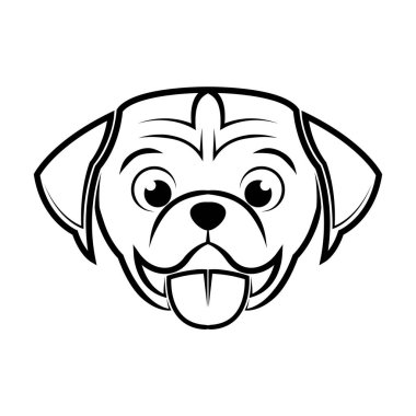 Siyah beyaz çizgili köpek kafası sanatı. Sembol, maskot, simge, avatar, dövme, tişört tasarımı, logo veya herhangi bir tasarım için iyi bir kullanım