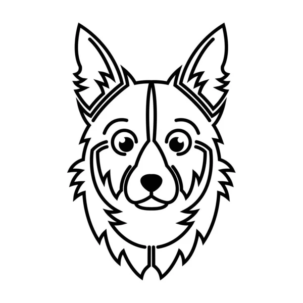犬の頭の黒と白のラインアート シンボル マスコット アイコン アバター タトゥー Tシャツデザイン または任意のデザインに適しています — ストックベクタ