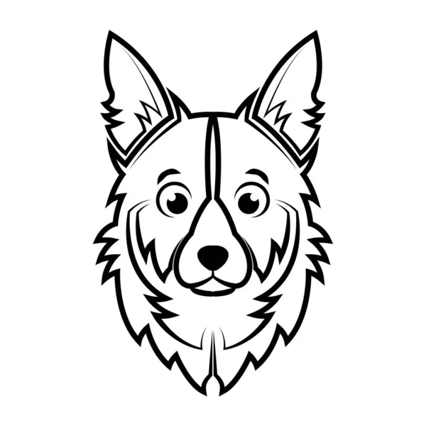 犬の頭の黒と白のラインアート シンボル マスコット アイコン アバター タトゥー Tシャツデザイン または任意のデザインに適しています — ストックベクタ
