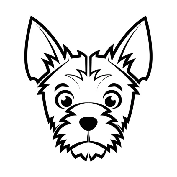 テリア犬の頭の黒と白のラインアートシンボルマスコットアイコンアバタータトゥーのための良い使用Tシャツデザインのロゴや任意のデザイン — ストックベクタ