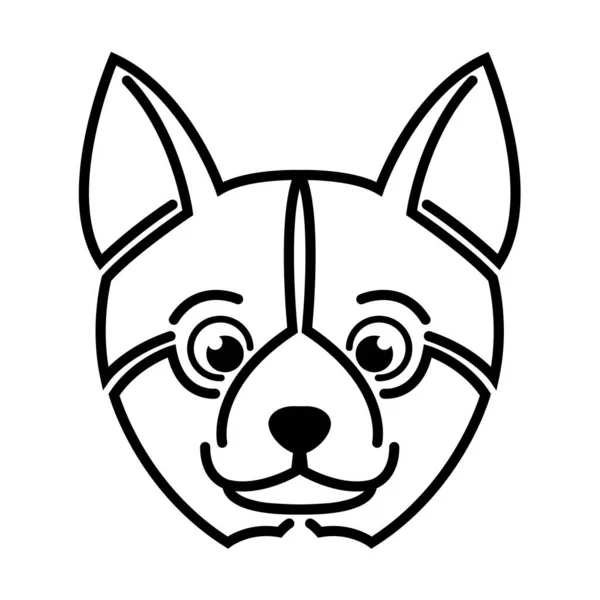 Black White Line Art Shiba Dog Head Good Use Symbol — Stock Vector