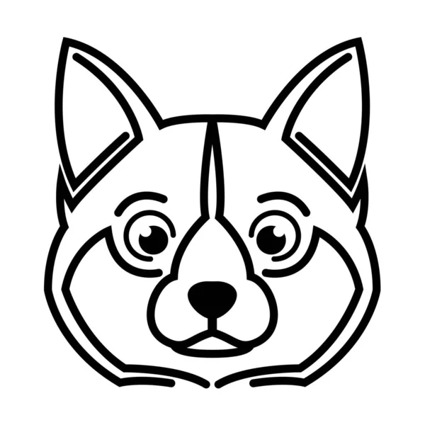 Arte Linha Preta Branca Cabeça Cão Shiba Bom Uso Para — Vetor de Stock