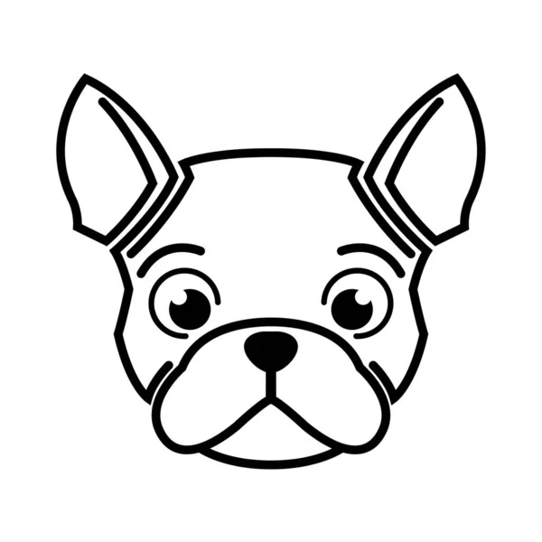 Fekete Fehér Vonal Művészet Francia Bulldog Fej Használata Szimbólum Kabala — Stock Vector