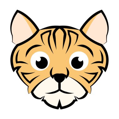 Şirin kedi kafasının renkli görüntüsü. Sembol, maskot, simge, avatar, dövme, tişört tasarımı, logo veya herhangi bir tasarım için iyi bir kullanım.