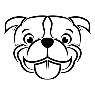 Black and white line art of pitbull dog head. Good use for symbol mascot icon avatar tattoo T Shirt design logo or any design clipart