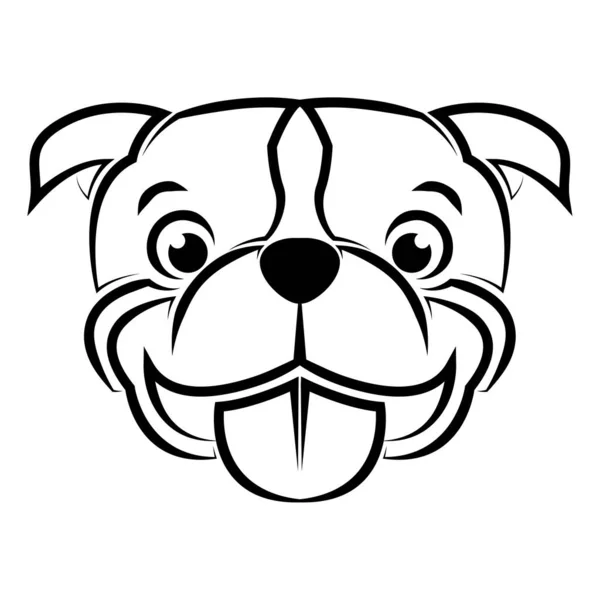 Black White Line Art Pitbull Dog Head Good Use Symbol — 스톡 벡터