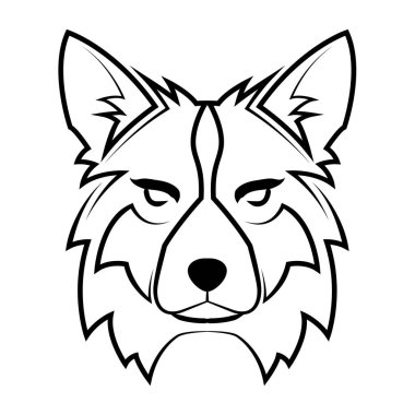Siyah beyaz çizgili kurt kafası sanatı. Sembol, maskot, simge, avatar, dövme, tişört tasarımı, logo veya herhangi bir tasarım için iyi bir kullanım