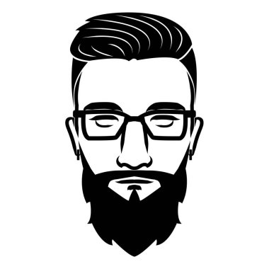 Klasik erkek yüzünün çizgi çizimi. Sembol, simge, avatar, dövme, T-Shirt tasarımı, logo veya herhangi bir tasarım için iyi bir kullanım