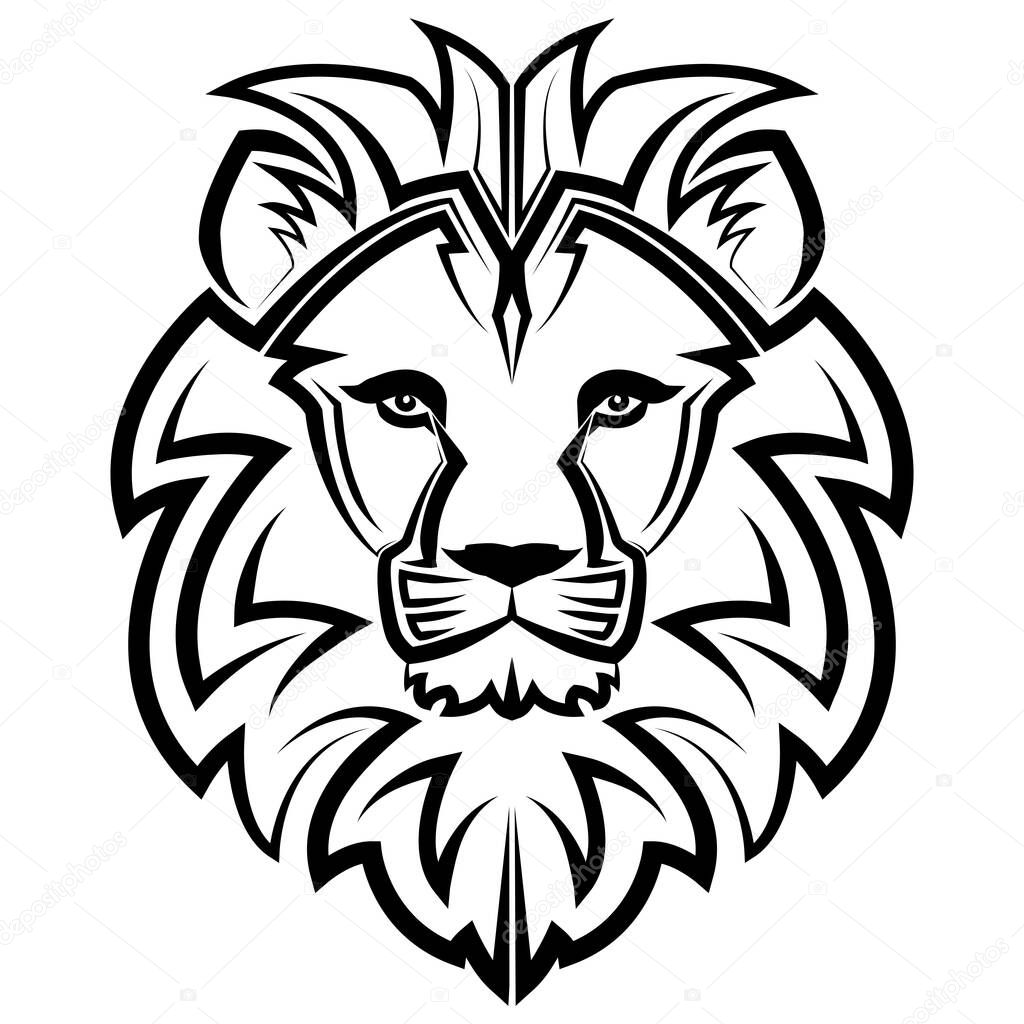 Black and white line art of the front of the lion head It is sign of leo zodiac Good use for symbol mascot icon avatar tattoo T Shirt design logo or any design